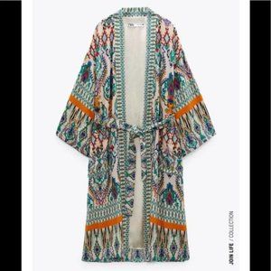 Zara Orange / Green Tribal Print Kimono